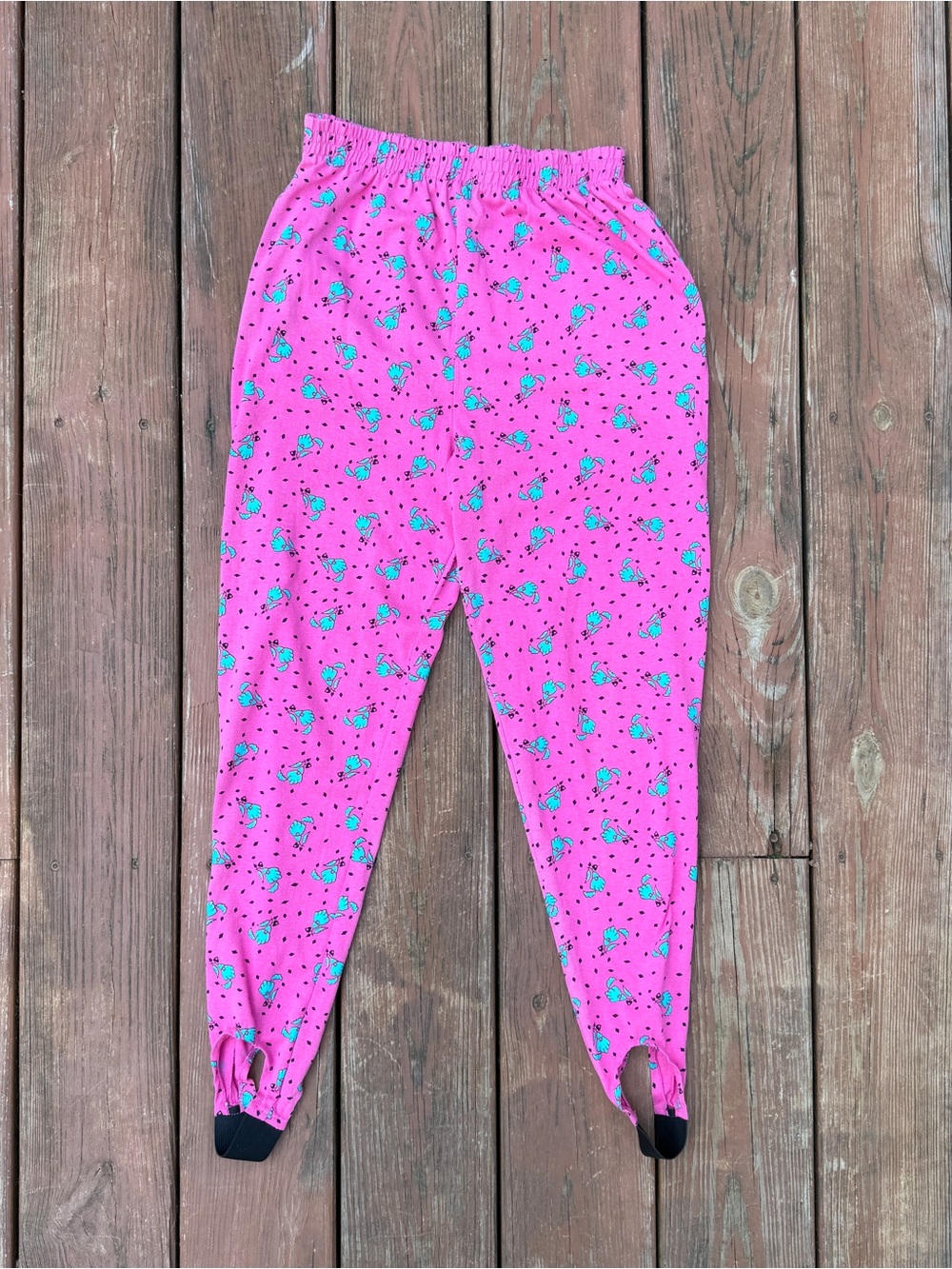 Stirrup Pants Pink Women’s S 7-8 Floral Print Pockets Retro Cotton Blend